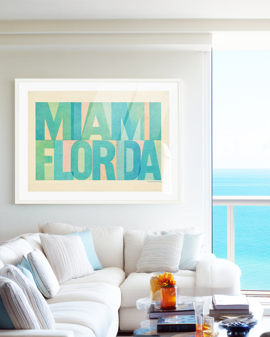 Miami Florida Block Print