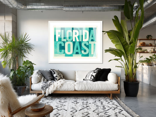 Florida Coast Block Print