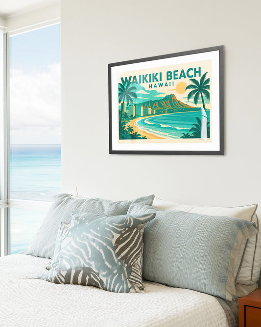1950s Waikiki Beach Print
