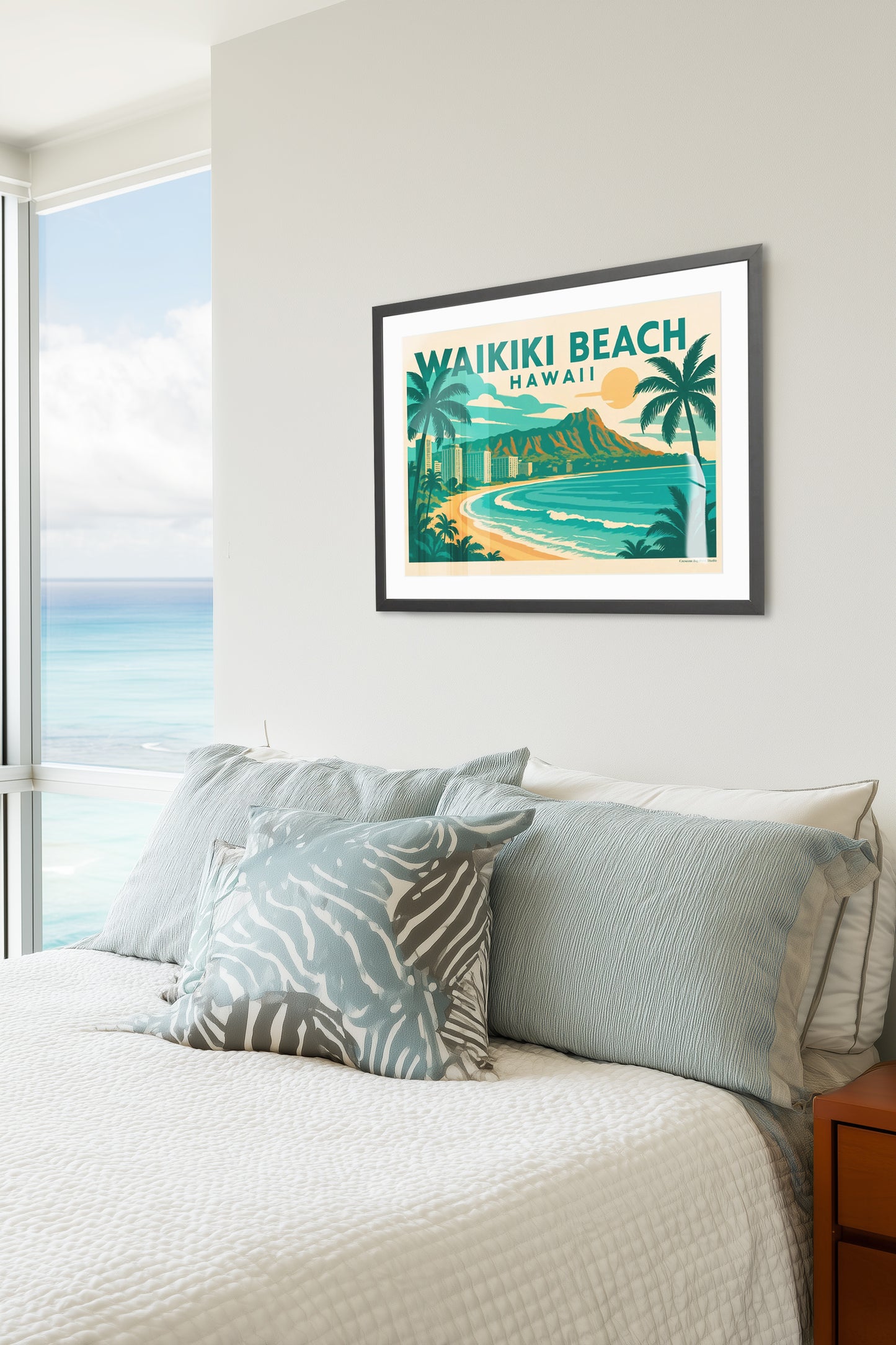 1950s Waikiki Beach Print