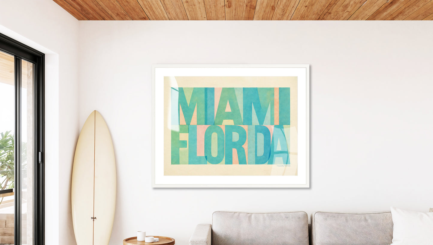 Miami Florida Block Print