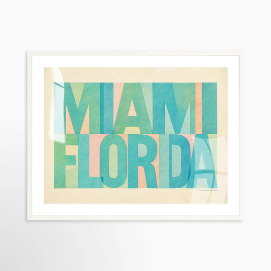 Miami Florida Block Print